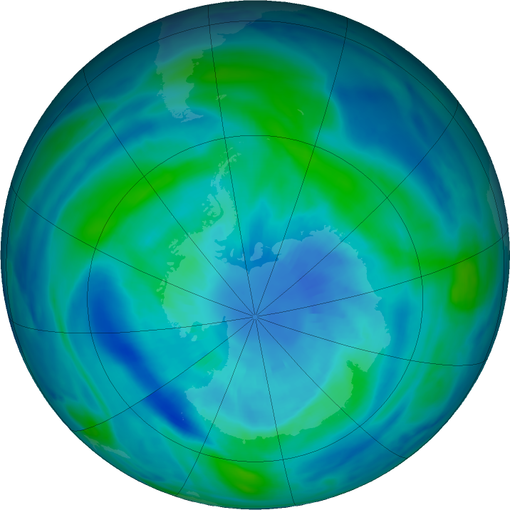 Antarctic ozone map for 30 March 2023